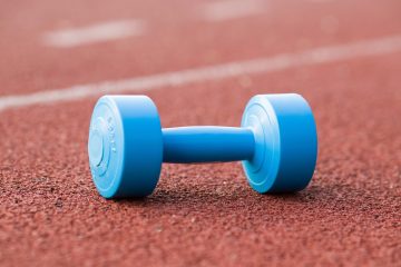 dumbbell on running track