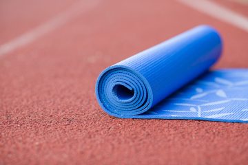 yoga mat on running track